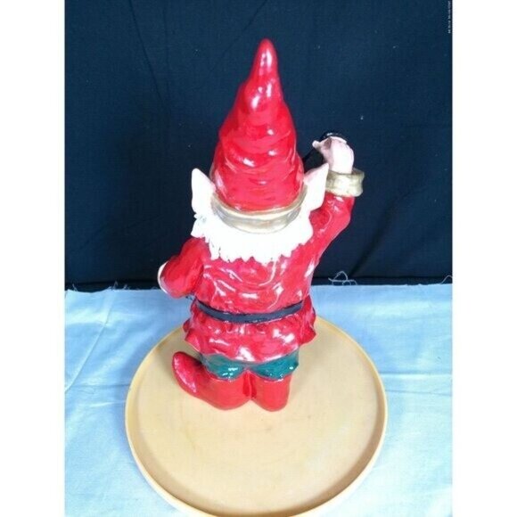 Gnome Figure Statue In Red Suit And Green Pants Holding Book Lantern - Picture 3 of 8
